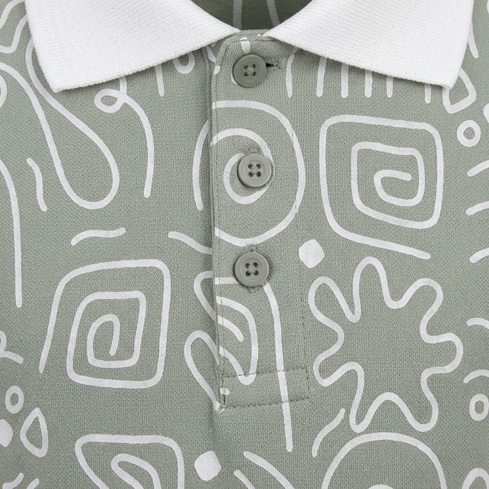 Boys Geometric Print Polo T Shirt