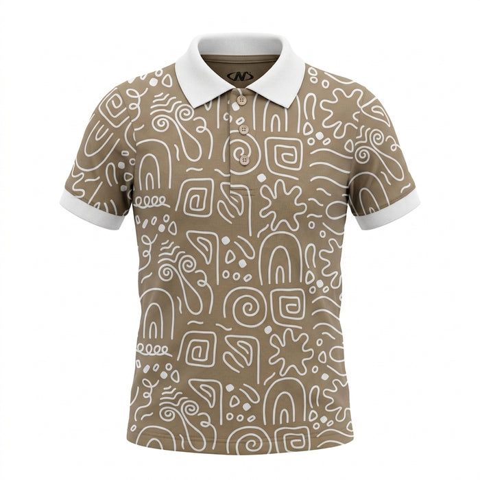Boys Geometric Print Polo T Shirt