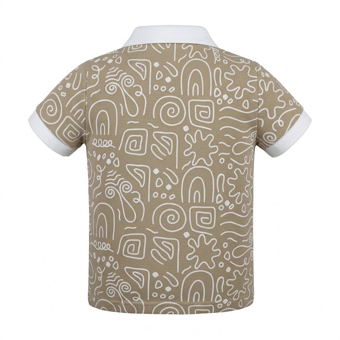 Boys Geometric Print Polo T Shirt