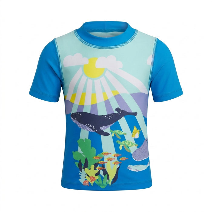 Kids Ocean Print Rash Guard Swim Set