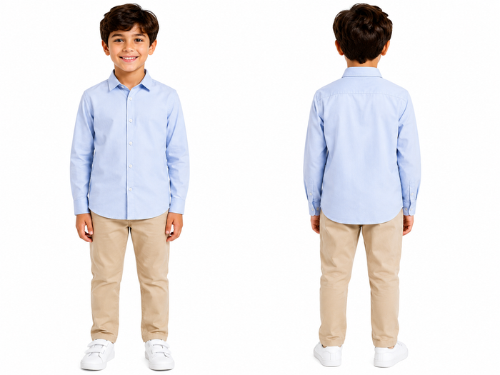 Boys Plain Long Sleeve Shirt