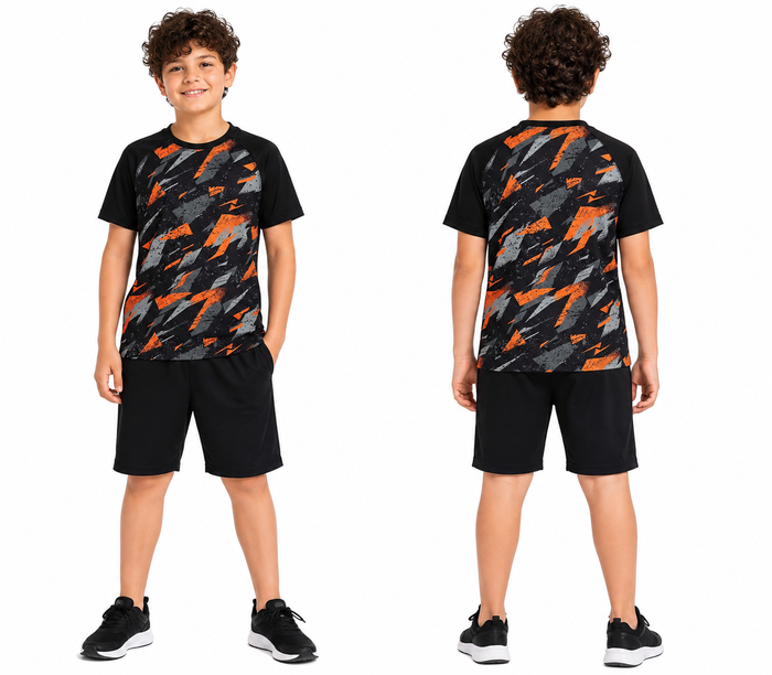 Boys Printed Rash Guard And Swim Shorts Set