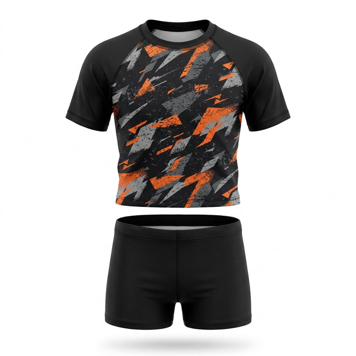 Boys Printed Rash Guard And Swim Shorts Set
