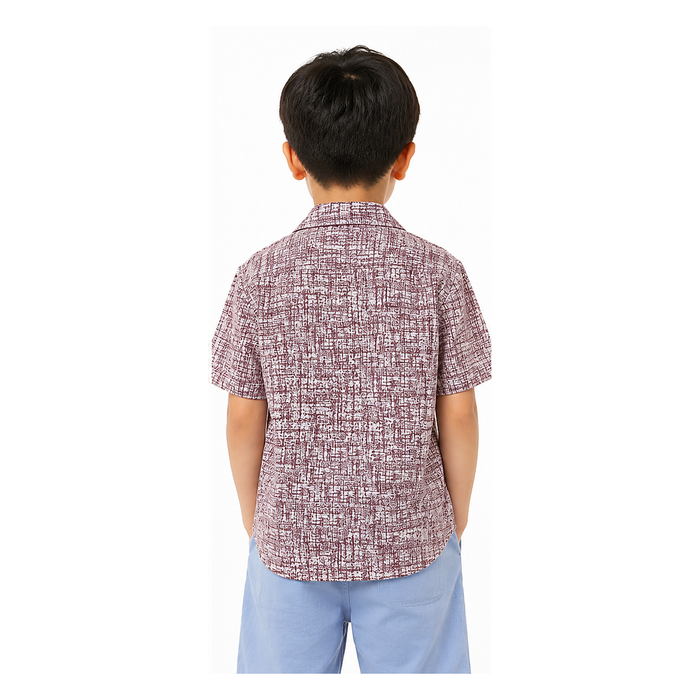 Boys Short Sleeve Textured Print Shirt