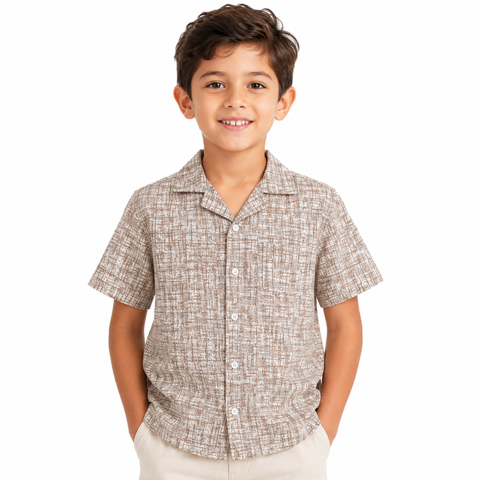 Boys Short Sleeve Textured Print Shirt