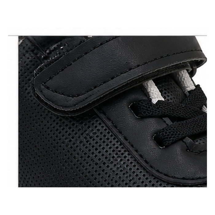 Boys sports sneakers with hook-and-loop strap and laces