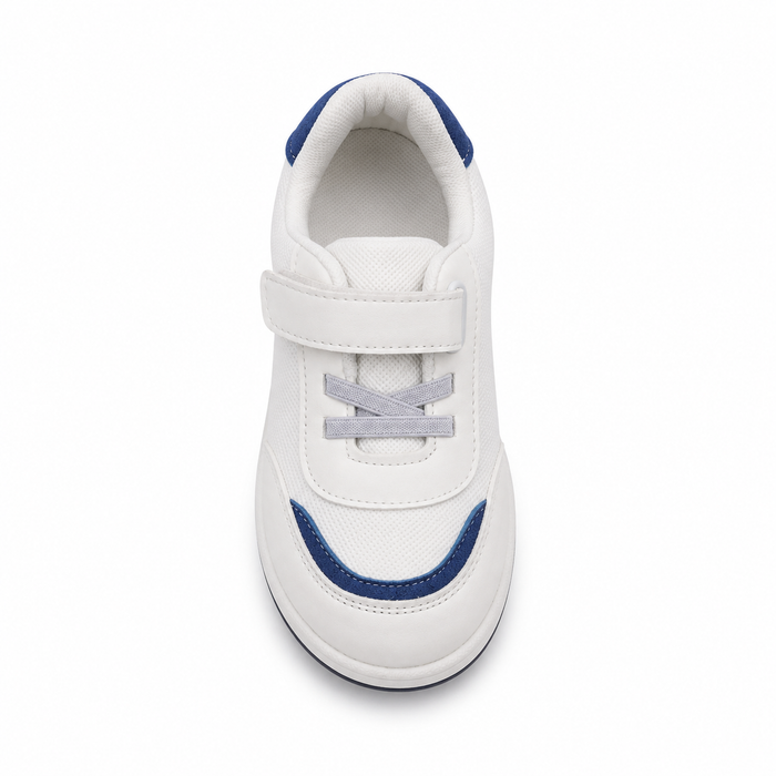 Boys sports sneakers with hook-and-loop strap and laces