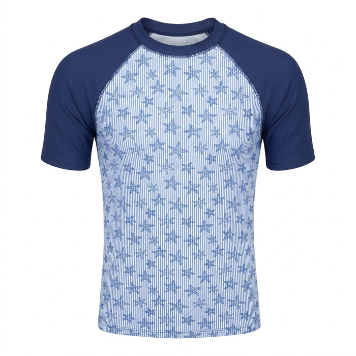Boys Star Print Rash Guard And Swim Shorts Set