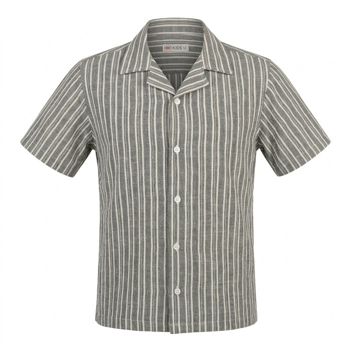 Boys Striped Short Sleeve Shirt And Linen Pants Set