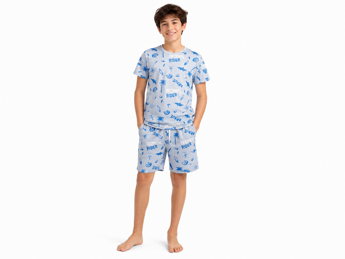 Boys Tropical Rider Printed Pajama Set