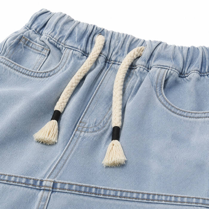 Boys Wide Leg Jeans With Elastic Drawstring Waist