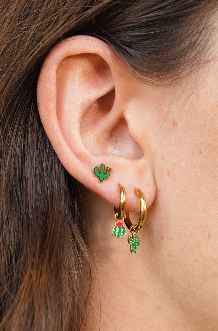 Cactus Love Enamel Flat Back Stud