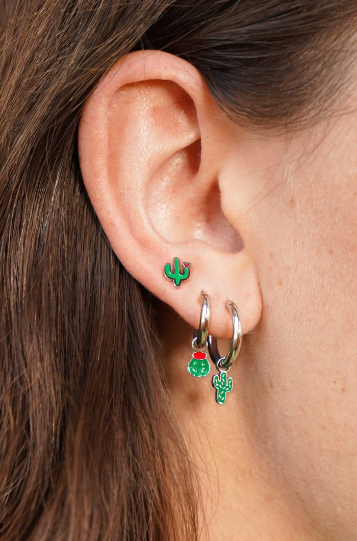 Cactus Love Enamel Flat Back Stud