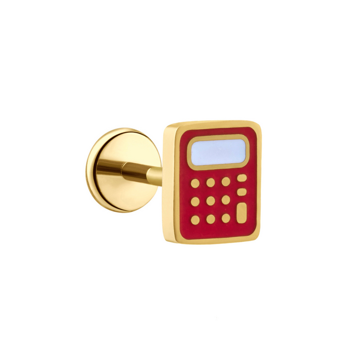Calculator Enamel Flat Back Stud