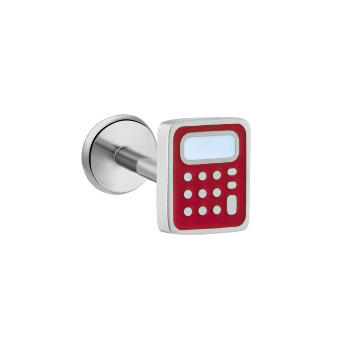 Calculator Enamel Flat Back Stud