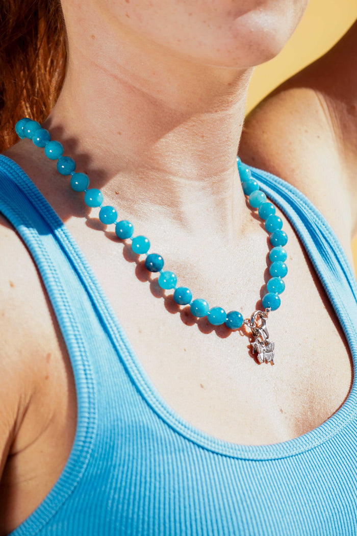 Candy Beaded Charm Necklace - Blue Raspberry