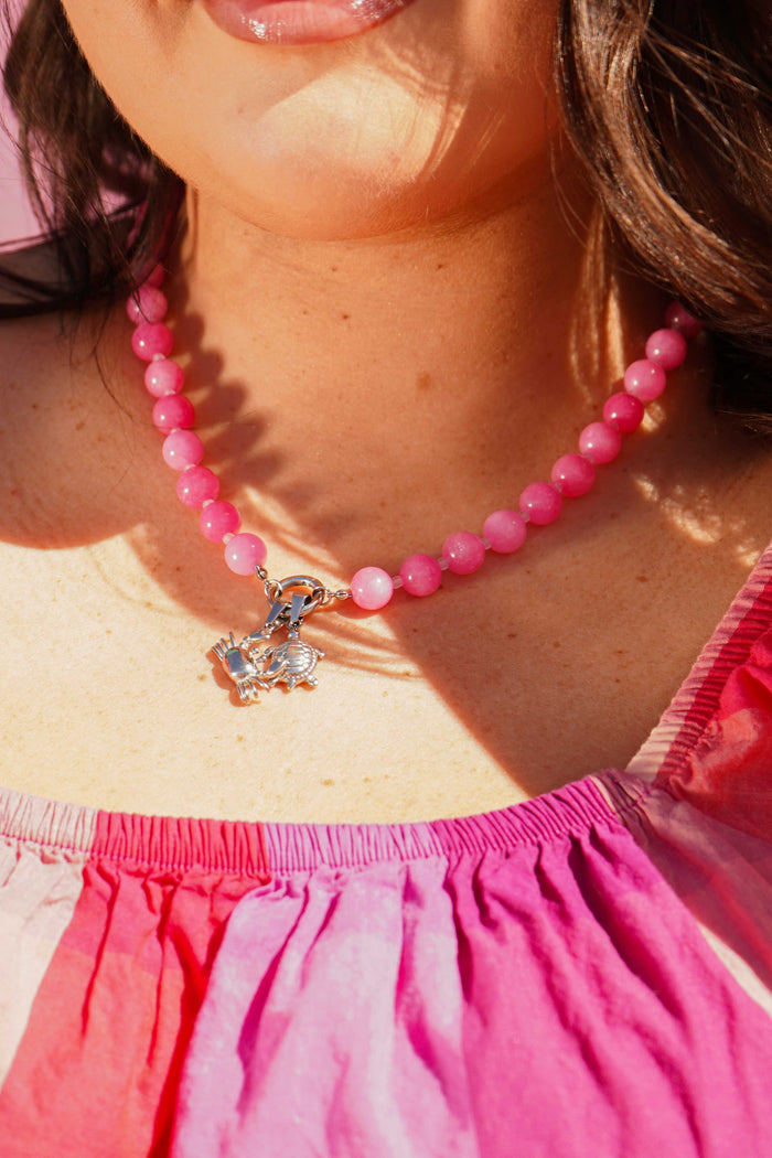 Candy Beaded Charm Necklace - Bubblegum