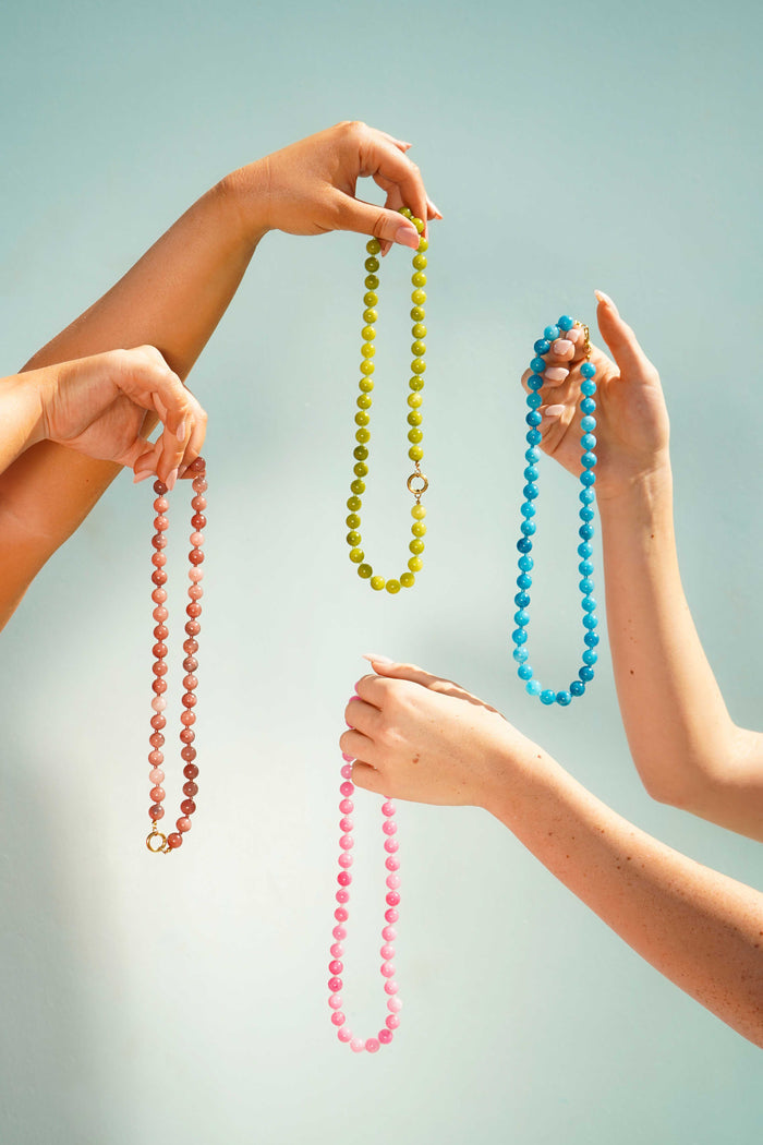 Candy Beaded Charm Necklace - Green Apple