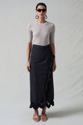 Capri Crocheted Wrap Skirt Caviar