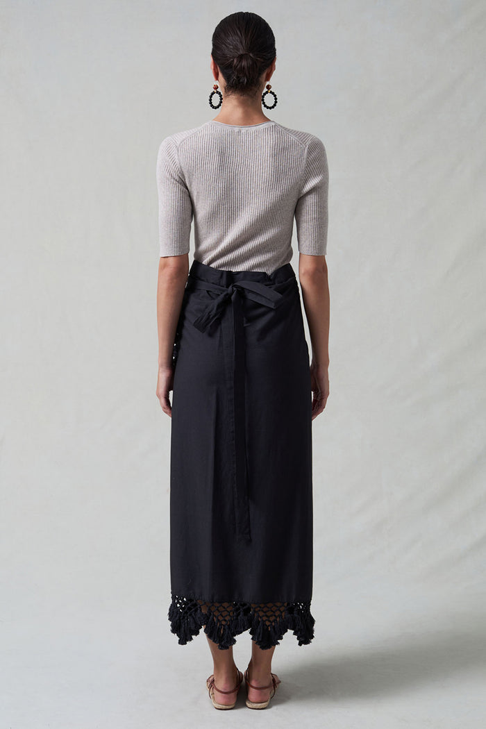 Capri Crocheted Wrap Skirt Caviar