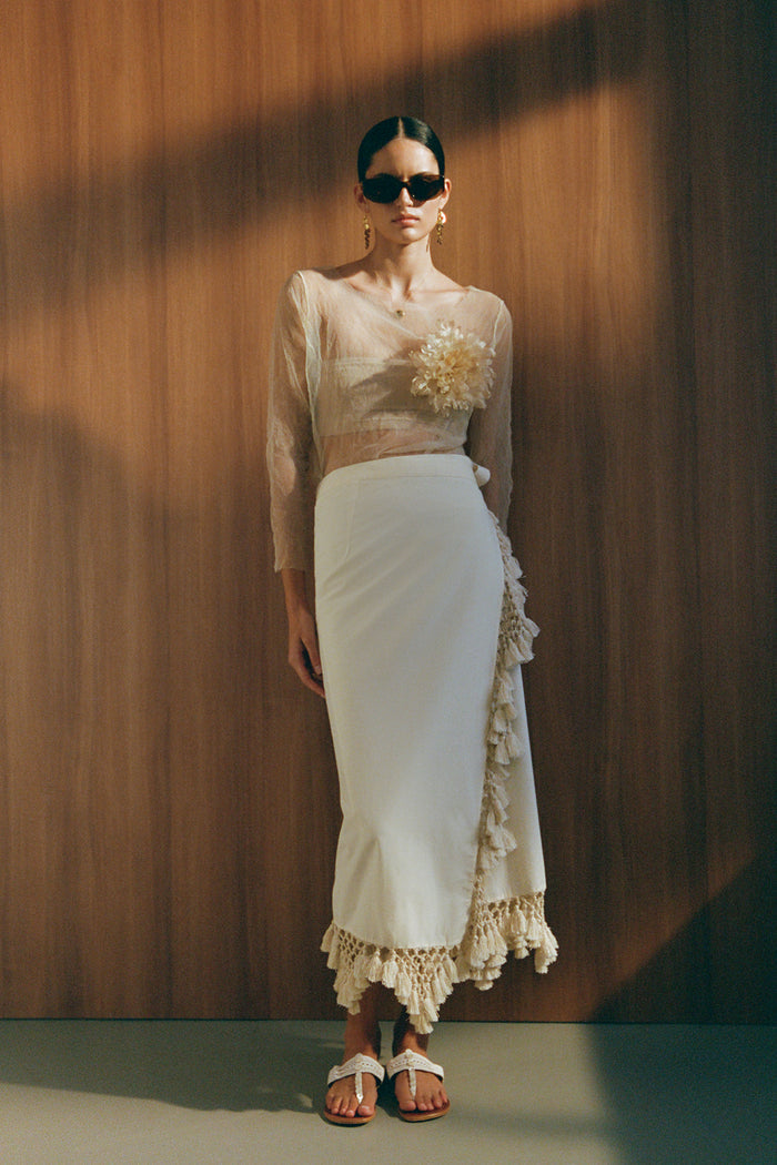 Capri Crocheted Wrap Skirt Natural