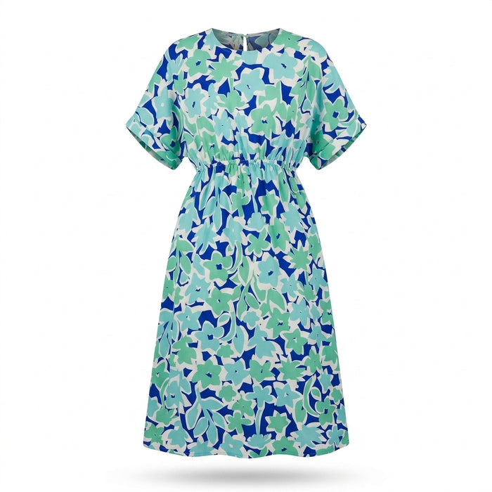 Casual And Mint Floral Print Midi Dress