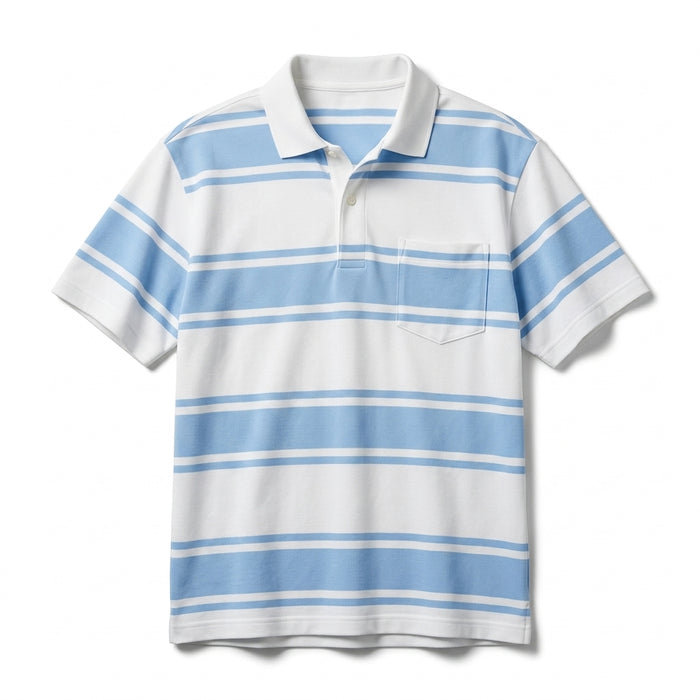 Casual And Striped Short Sleeve Polo Top