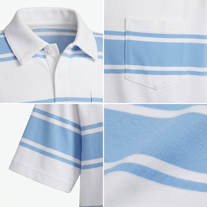 Casual And Striped Short Sleeve Polo Top