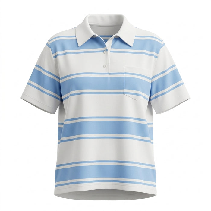 Casual And Striped Short Sleeve Polo Top