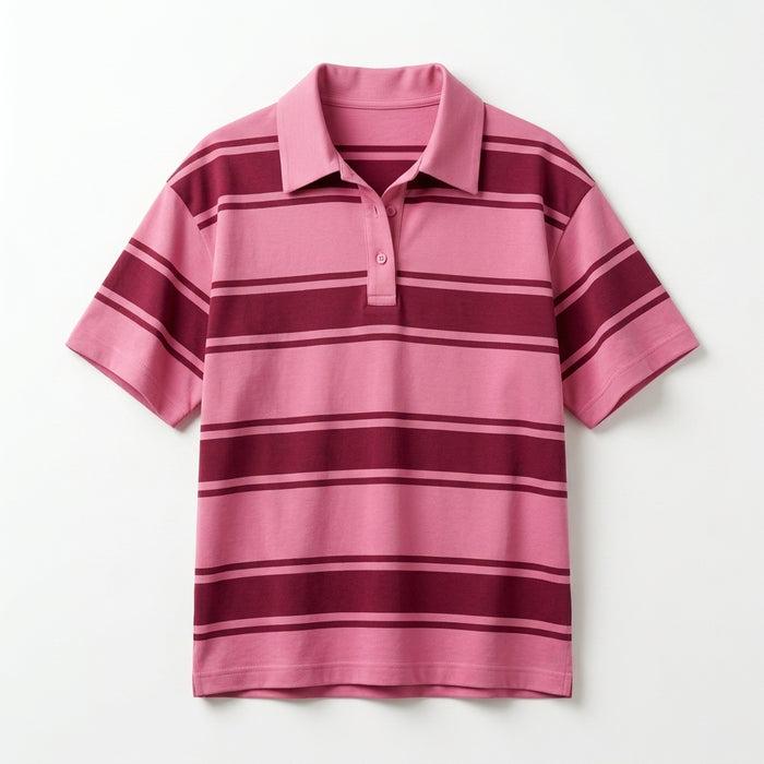 Casual And Striped Short Sleeve Polo Top