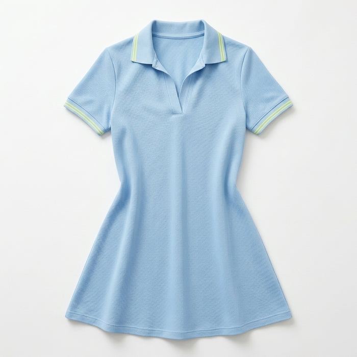 Casual Contrast Trim Short Sleeve Polo Dress
