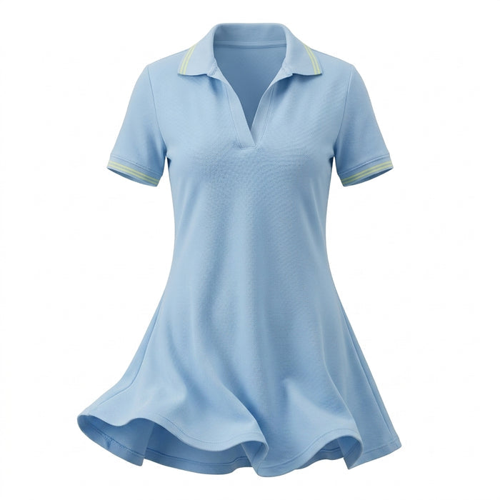 Casual Contrast Trim Short Sleeve Polo Dress