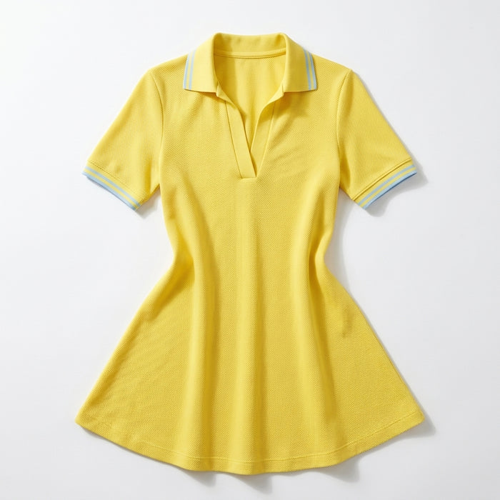 Casual Contrast Trim Short Sleeve Polo Dress