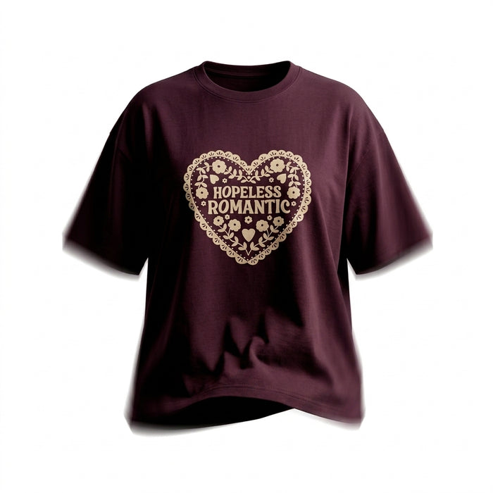 Casual Hopeless Romantic Graphic Short Sleeve T Shirt