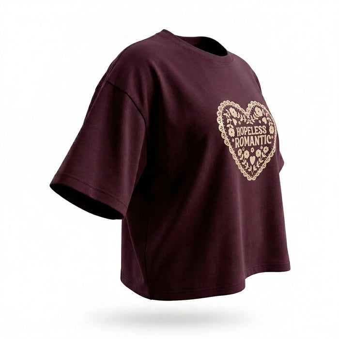 Casual Hopeless Romantic Graphic Short Sleeve T Shirt
