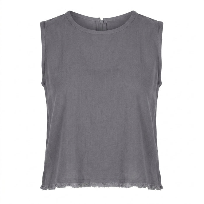 Casual Wear Women Charcoal Sleeveless Cropped Top
