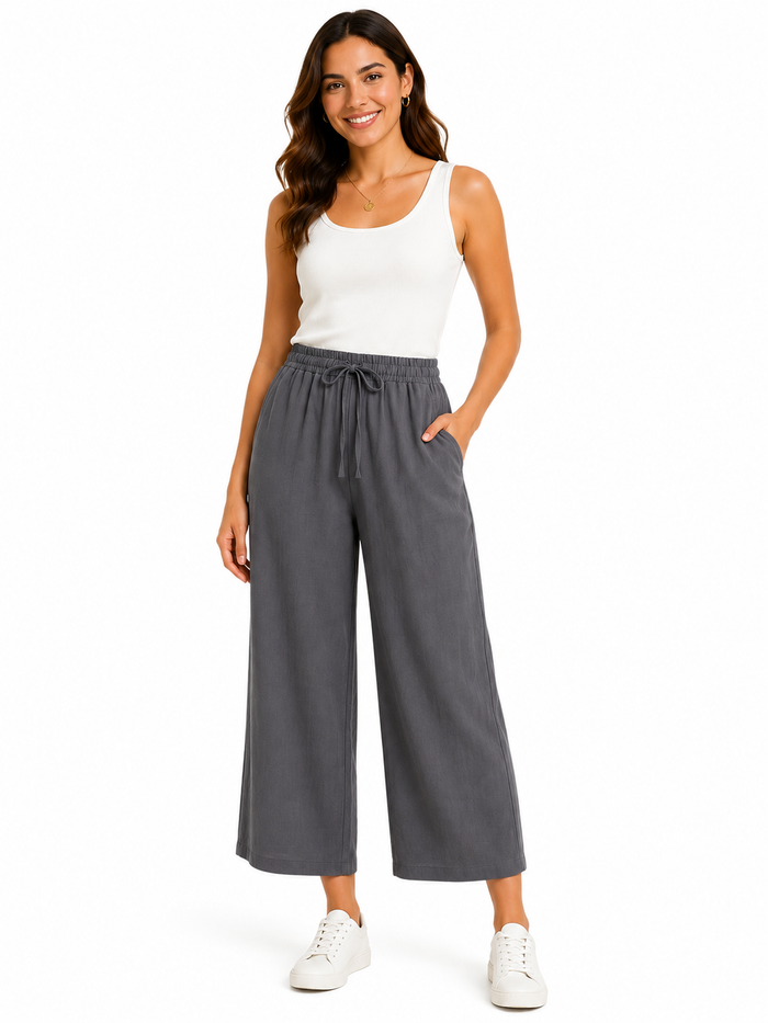 Casual Wear Women Charcoal Wide Leg Pants