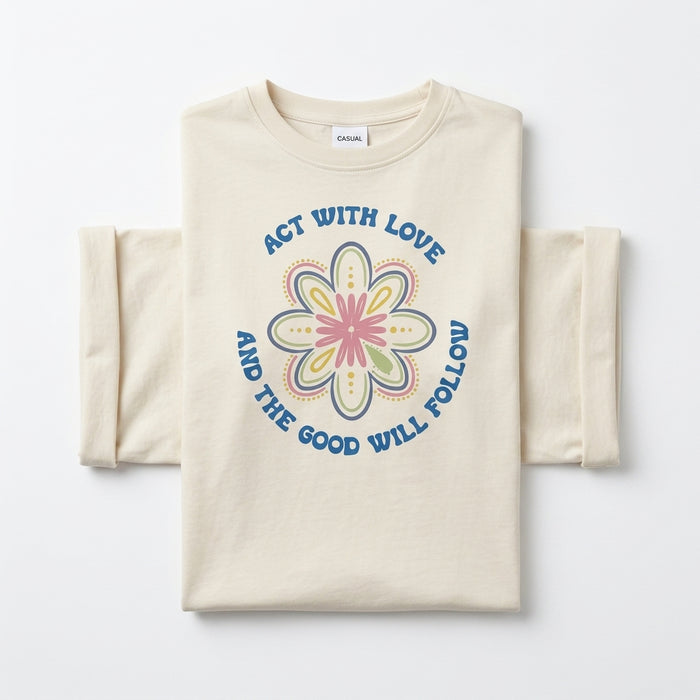 Casual Women Act With Love Cropped T Shirt