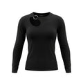 Casual Women Long Sleeve Top With Metal Ring Cut Out