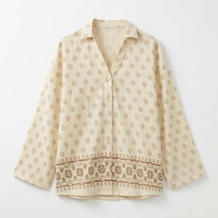Casual Women Printed Button Front Blouse