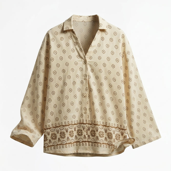 Casual Women Printed Button Front Blouse