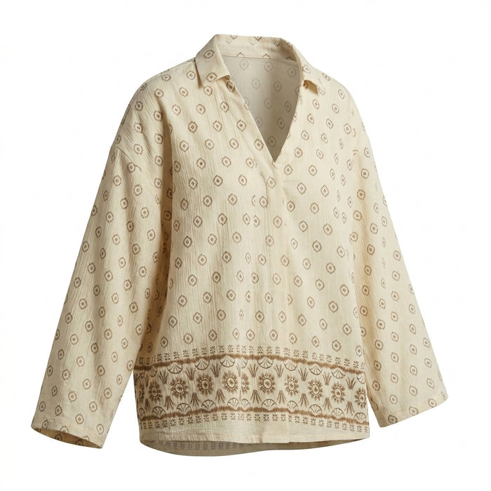 Casual Women Printed Button Front Blouse