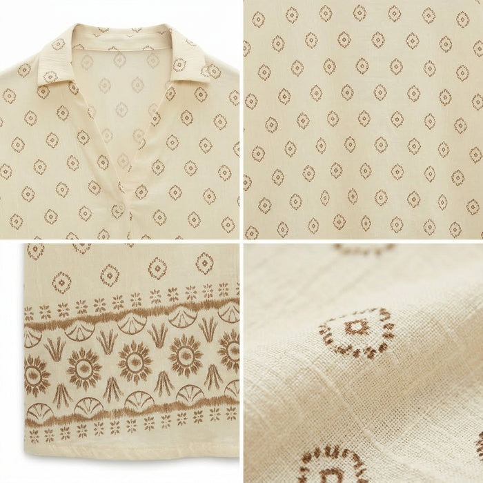 Casual Women Printed Button Front Blouse