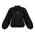 Casual Women Tie Neck Long Sleeve Peasant Blouse Semon