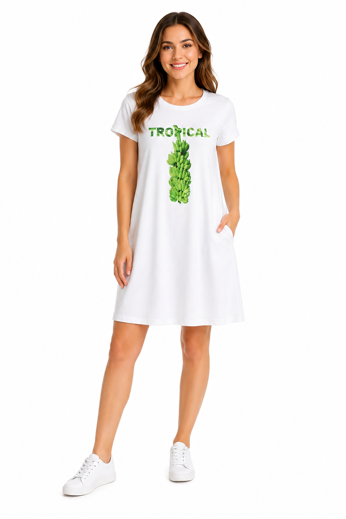 Casual Women Tropical Banana Graphic Sleep Dress