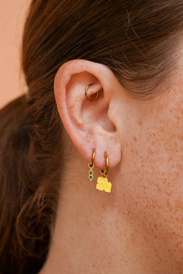 Cheese Wedge Enamel Hoop Charm