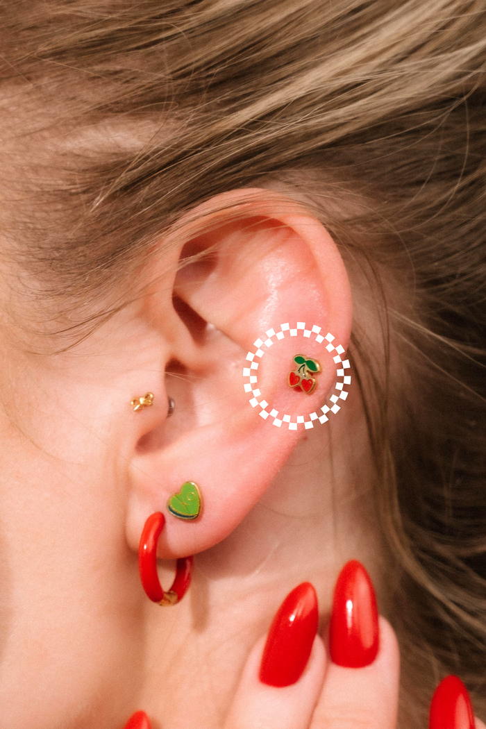 Cherry Heart Flat Back Stud