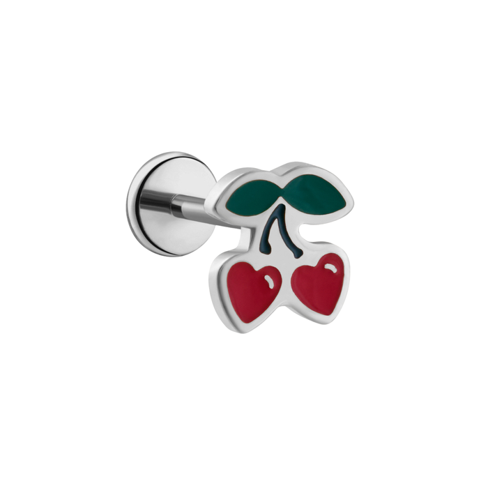 Cherry Heart Flat Back Stud