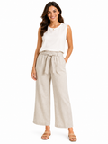 China Made Women Light Wide Leg Tie Waist Pants