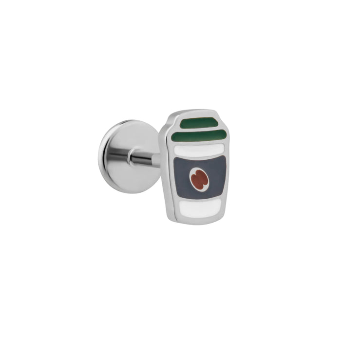 Coffee-To-Go Enamel Flat Back Stud